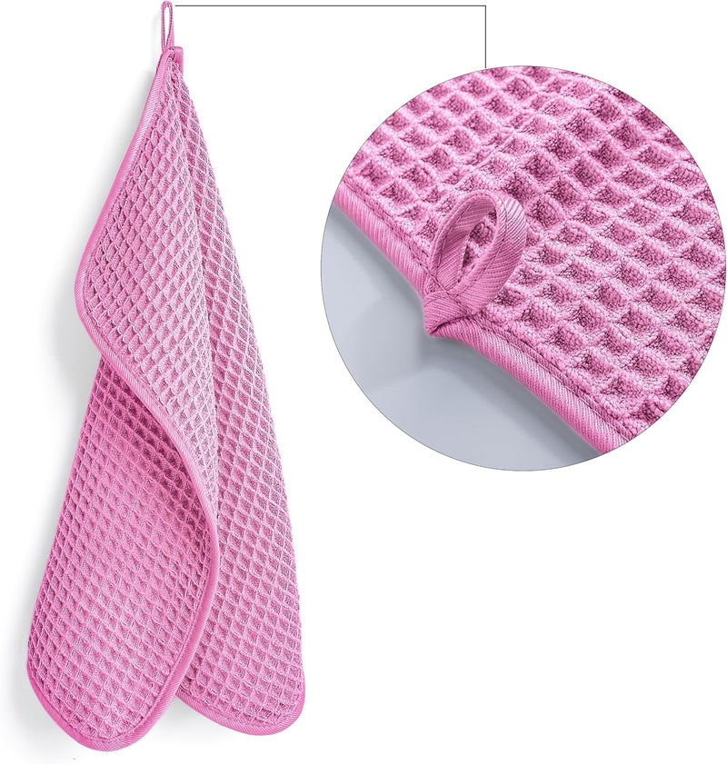 Polyte 430 GSM Microfiber Lint Free Washcloth Face Towel, 13 x 13 in, 4 Pack (Waffle Weave) - Image 2